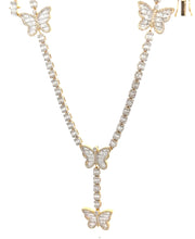 Load image into Gallery viewer, 4 piece deal: 6.09ct diamonds and gold Butterfly Necklace+ Gold and Diamond Butterfly Ring and Earrings + Gift
