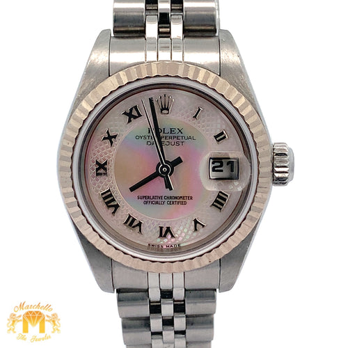 26mm Rolex Datejust Watch with Stainless Steel Jubilee Bracelet (factory mother of pearl (MOP) dial with Roman numerals)