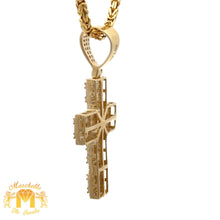 Load image into Gallery viewer, 14k Yellow Gold and Diamond Cross Pendant and Yellow Gold Byzantine Chain Set