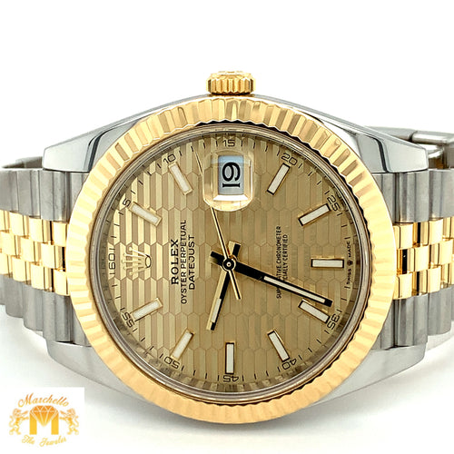Full factory 41mm Motif champagne dial Rolex Watch with Two-tone Jubilee Bracelet