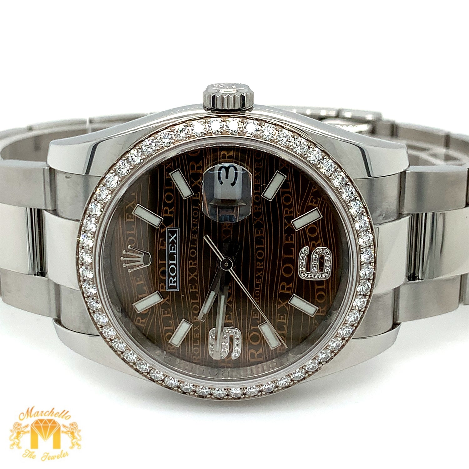 Full factory 36mm Diamond Rolex Watch with Stainless Steel Oyster Band