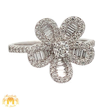 Load image into Gallery viewer, 6 piece deal: VVS/vs diamonds set in a 18k White Gold Flower Ring and 14k Gold Earrings with Pear and Round Diamonds Set + 2 pair of Complimentary Gold and Diamond Earrings + 2 Good Luck Gifts