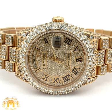 Iced out 36mm Rolex Presidential Watch (diamond dial with Roman numerals)