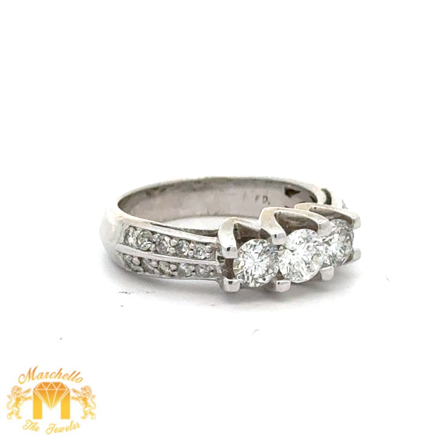 14k White Gold and Diamond Wedding Band with Round Diamonds