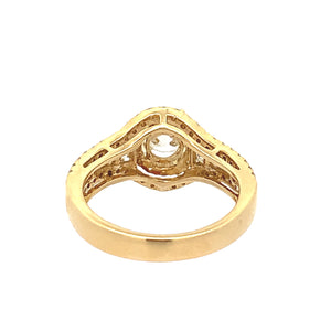 18k Yellow Gold Engagement Ring with Round and Princess Cut Diamonds