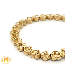Load image into Gallery viewer, Gold and Diamond Heart &amp; Flower shaped Fancy Link Bracelet with Baguette and Round Diamonds