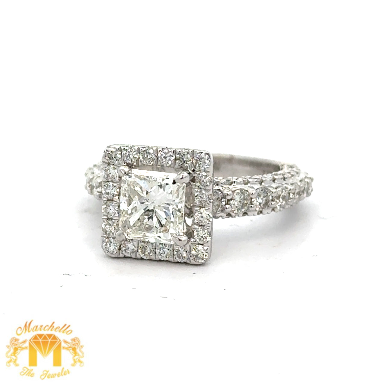 3.52ct diamonds 18k white gold Square shaped Engagement Ring