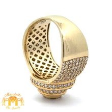 Load image into Gallery viewer, 3.28ct diamonds 14k Yellow Gold Cake Men`s Ring with Round Diamonds