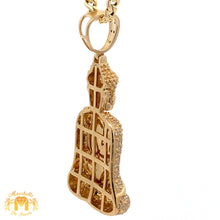 Load image into Gallery viewer, Yellow gold and Diamond Buddha Pendant with Round Diamonds and Yellow Gold Cuban Link Chain Set