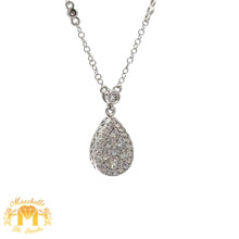 Load image into Gallery viewer, 14k White Gold and Diamond Pear Shaped Necklace with Round Diamonds