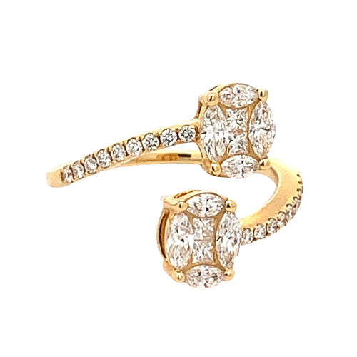 VVS/vs high clarity of diamonds set in a 18k Gold and Diamond Ring with Combination of Fancy Shapes(choose your color)