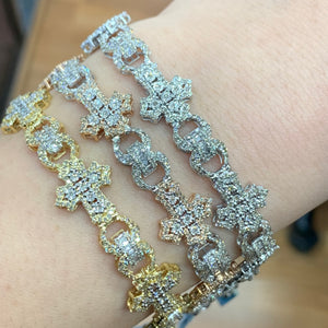 3.24ct diamonds and gold Cross Bracelet (choose your color)