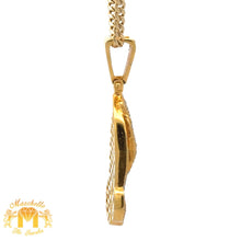 Load image into Gallery viewer, 3.50ct Diamonds 14k Yellow Gold Praying Hand Pendant and 14k Yellow Gold Cuban Link Chain