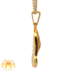 3.50ct Diamonds 14k Yellow Gold Praying Hand Pendant and 14k Yellow Gold Cuban Link Chain