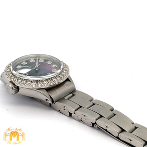26mm Ladies`Rolex Datejust Watch with Stainless Steel Oyster Bracelet (Diamond mother of pearl (MOP) dial, diamond bezel)
