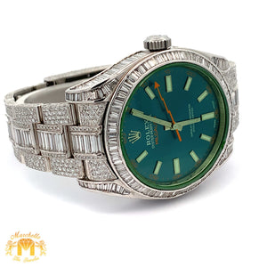 Iced out 40mm Rolex Diamond Watch with Stainless Steel Oyster Bracelet