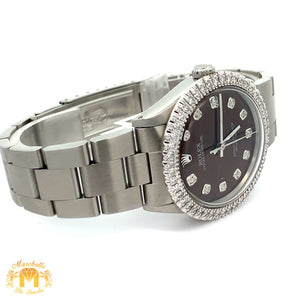 34mm Rolex Oyster Perpetual Diamond Watch with Stainless Steel Oyster Bracelet (Mother of pearl(MOP) factory diamond dial) (Choose your color))