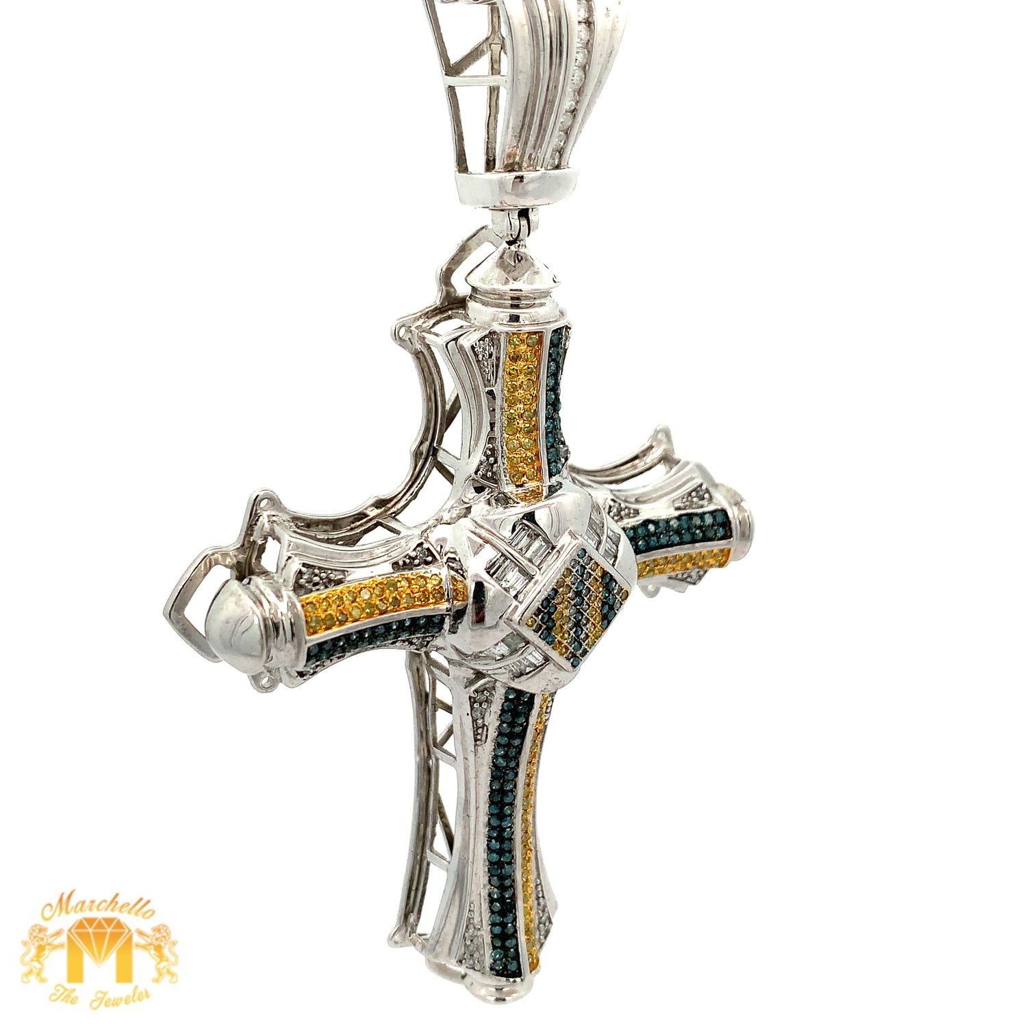 3.5ct Diamonds and White Gold Cross Pendant with Round Diamonds