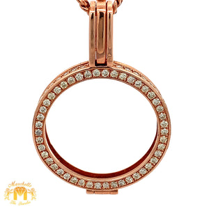 14k Gold Coin Holder Diamond Pendant with Round Diamonds (choose your color)