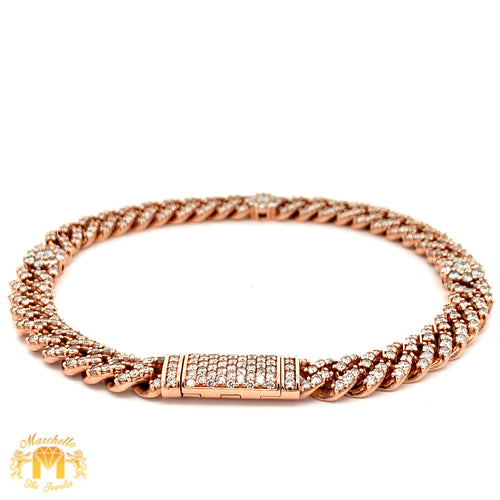 5.35ct-7.64ct diamonds 14k Gold Miami Cuban Link Bracelet with Round Diamonds (choose your color)
