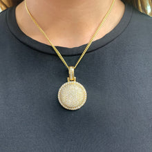 Load image into Gallery viewer, 4ct diamonds Yellow Gold Round Shape Pendant and Yellow Gold Cuban Link Chain