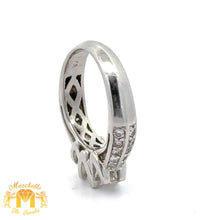 Load image into Gallery viewer, 14k White Gold and Diamond Wedding Band with Round Diamonds