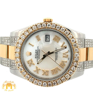 41mm Rolex Watch with Two-Tone Oyster Diamond Bracelet (Mother of pearl (MOP) dial)