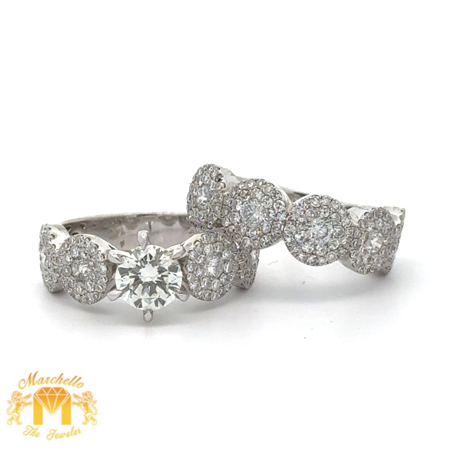 3.53ct diamonds 14k White Gold 2-piece Bridal Rings Set with Round Diamonds