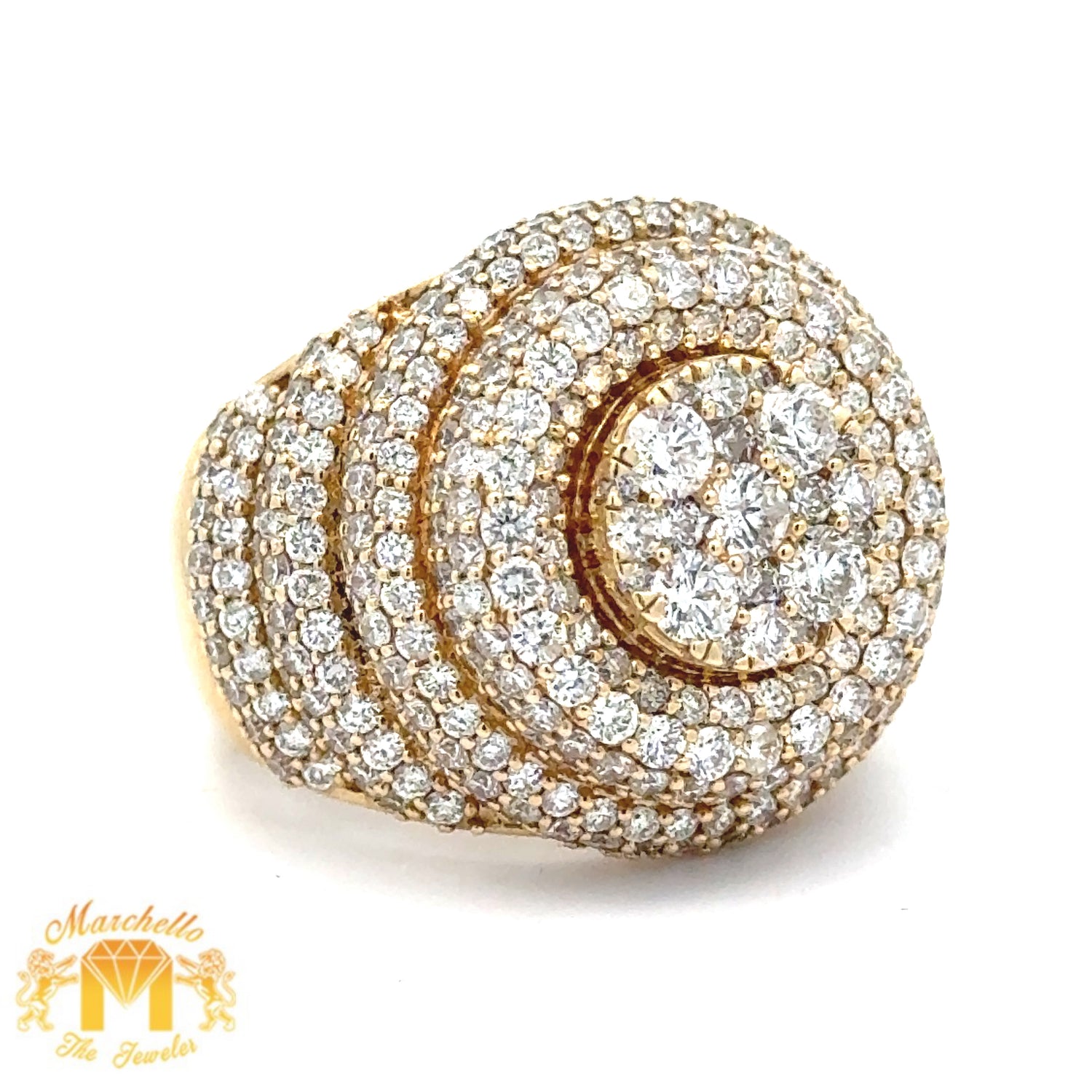 6ct Diamonds 14k Yellow Gold Cake Ring with Round Diamonds