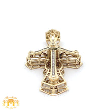 Load image into Gallery viewer, Yellow Gold and Diamond Cross Pendant with Baguette and Round Diamonds