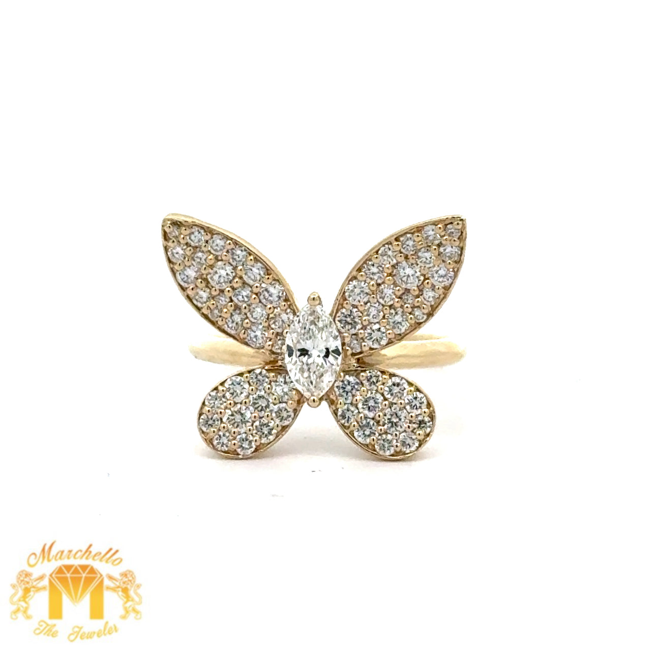 14k Gold and Diamond Butterfly Ring (choose your color)