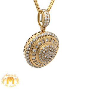 14k Yellow Gold and Diamond Round shaped Pendant