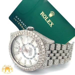 Iced out 42mm Rolex Sky-Dweller Watch with Stainless Steel Jubilee Bracelet