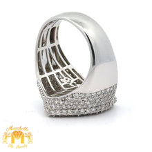 Load image into Gallery viewer, 3ct Diamonds and White Gold Large Heart on Fire Ring with Baguette and Round Diamonds