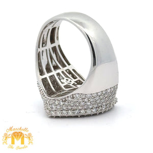 3ct Diamonds and White Gold Large Heart on Fire Ring with Baguette and Round Diamonds