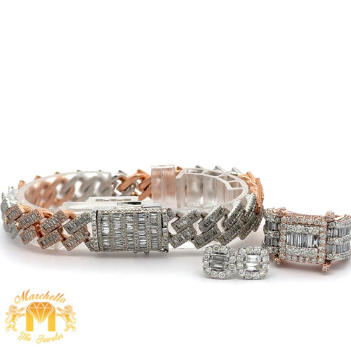 4 piece deal: 14k gold and diamond Cuban Bracelet + 14k gold and diamond Monster Ring + Earrings + Gift from MTJ