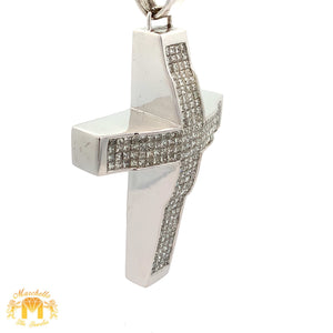 9ct Diamonds 14k White Gold Cross Pendant with Princess Cut Diamonds