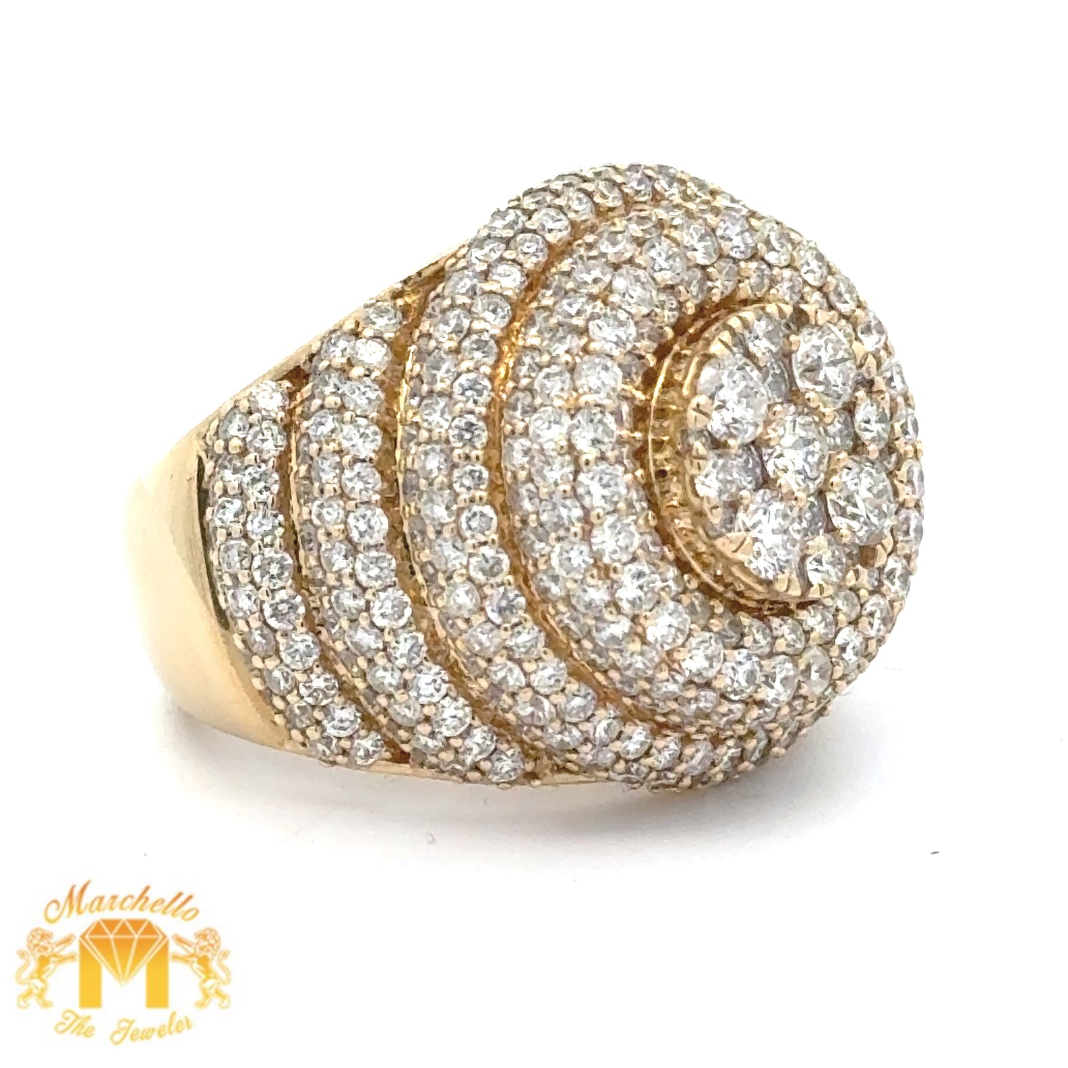6ct Diamonds 14k Yellow Gold Cake Ring with Round Diamonds