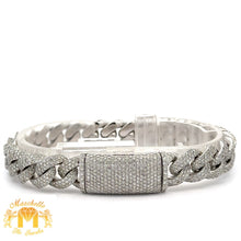 Load image into Gallery viewer, 11.70ct diamonds 14k White Gold Miami Cuban Bracelet with Round Diamonds