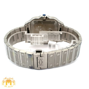 40mm Santos De Cartier Watch with Stainless Steel Bracelet (Diamond Dial)(Model number: WSSA0030 )