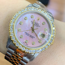 Load image into Gallery viewer, 36mm Rolex Diamond Watch with Two-Tone Jubilee Bracelet (Pink mother of pearl diamond dial)