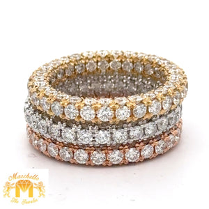 3.86ct Diamonds 18k Gold Eternity Iced out Band with Round Diamonds (choose your color)