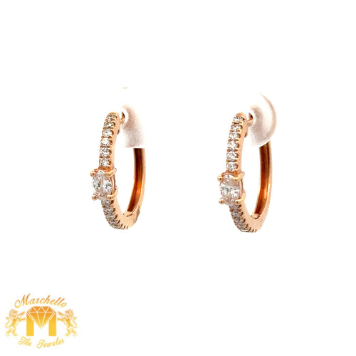 18k rose gold and diamond Hoop Earrings