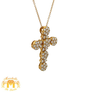 18k yellow gold and diamond cross Pendant and Yellow Gold Chain