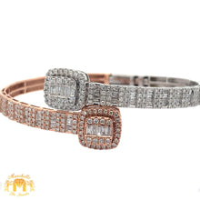 Load image into Gallery viewer, 5 piece deal: 41ct Diamonds and Rose &amp; White gold 272 grams Miami Cuban Chain + 14k Two-Tone gold Twin Square Cuff Diamond Bracelet + 18k Two-Tone Gold and Diamond Round Earrings + 14k Gold &amp; Diamond Square shaped Ring Set + Gift from Marchello
