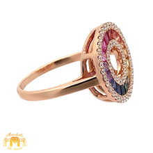 Load image into Gallery viewer, 18k Solid Rose Gold and VS clarity &amp; EF color diamonds Round Shaped Ring with Multicolored Sapphires