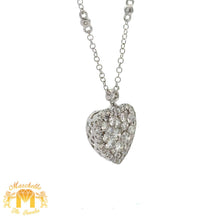 Load image into Gallery viewer, 14k White Gold and Diamond Heart Shaped Necklace with Round Diamonds