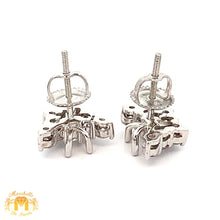Load image into Gallery viewer, 14k White Gold and Diamond Butterfly Earrings with Emerald cut and Round diamonds