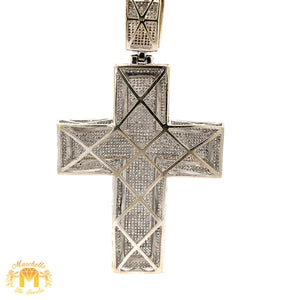5ct Diamonds 14k White Gold Cross Pendant with Round Diamonds