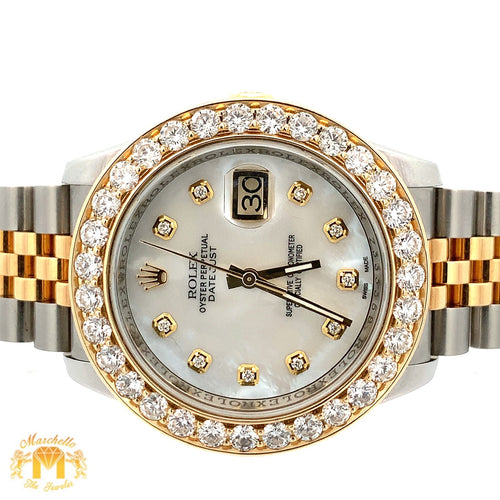 36mm Rolex Datejust Watch with Two-Tone Jubilee Bracelet (extra large custom diamond bezel)